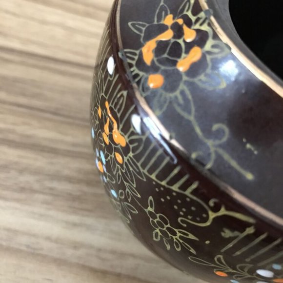 VTG Mid-Century Japanese Redware Pottery Small Teapot Hand Painted Moriage Style - Picture 6 of 6